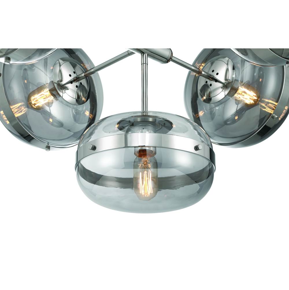 Eurofase 38129-025 Polished Nickel Nottingham, Chandelier, 5-light, 28'', Polished Nickel, Smoked Glass Image 4