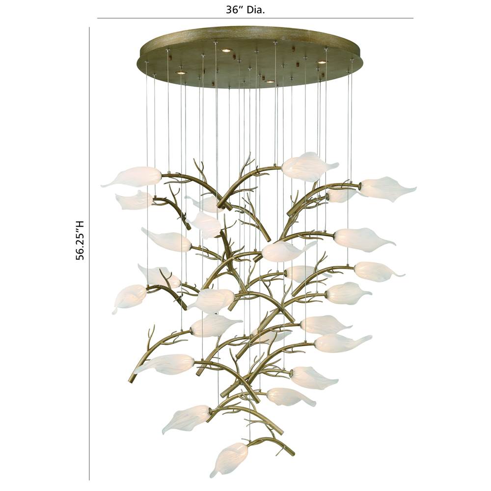 Eurofase Matera, Chandelier, 25-light, 56'', Antique Gold, White Glass