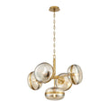 Eurofase 38129-018 Antique Brass Nottingham, Chandelier, 5-light, 28'', Antique Brass, Amber Glass Image 1