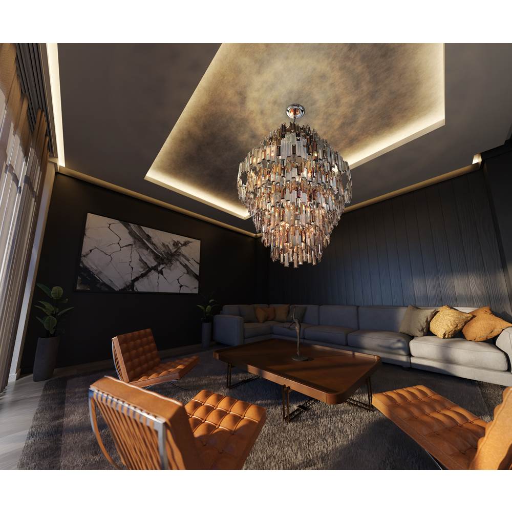 Eurofase 31889-018 Chrome Vienna, Chandelier, 28-light, 48'', Chrome, Amber Glass Image 4