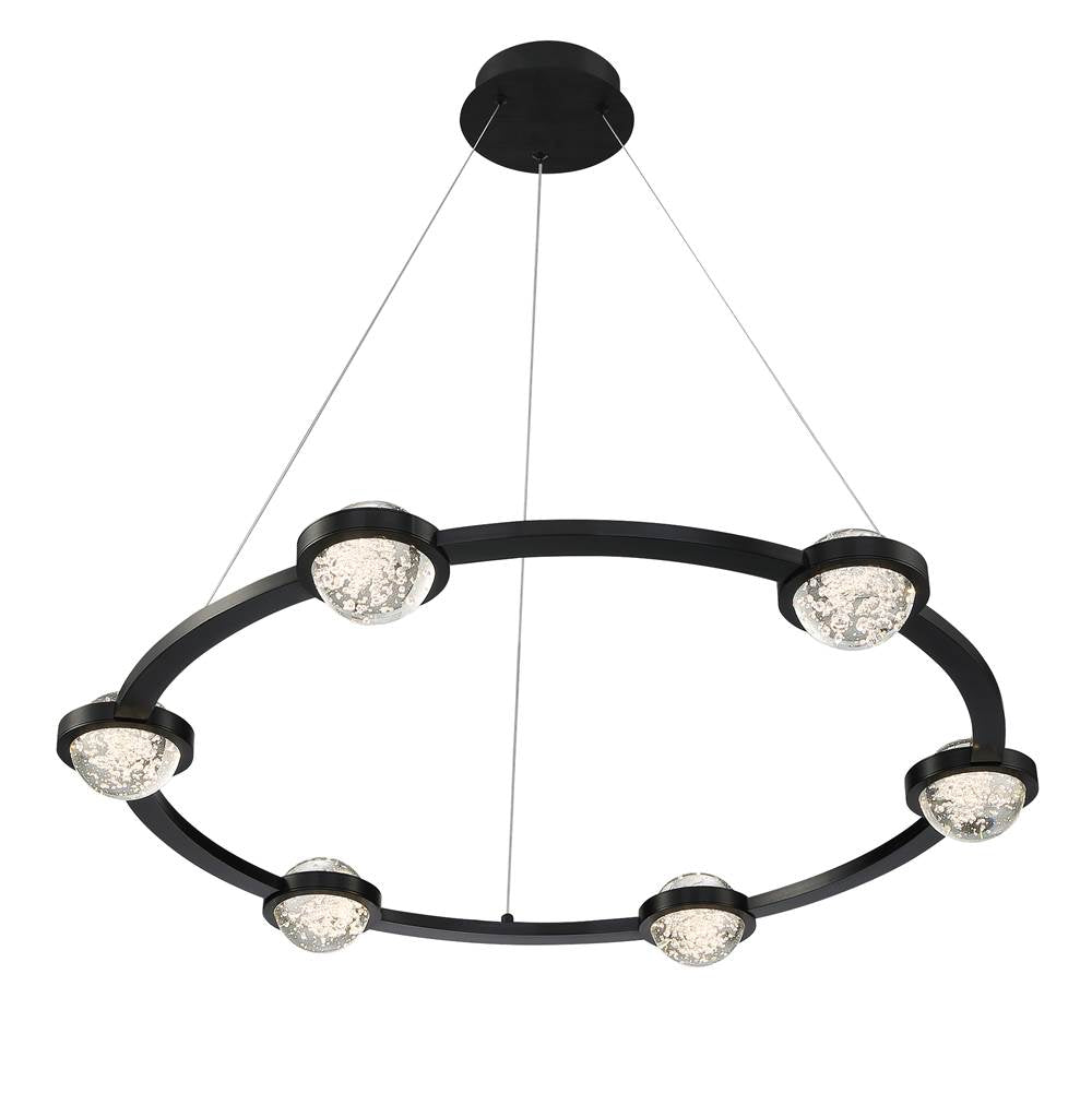 Eurofase 39308-016 Matte Black Circolo, Chandelier, 6-light, 36'', Matte Black, Clear Glass Image 5