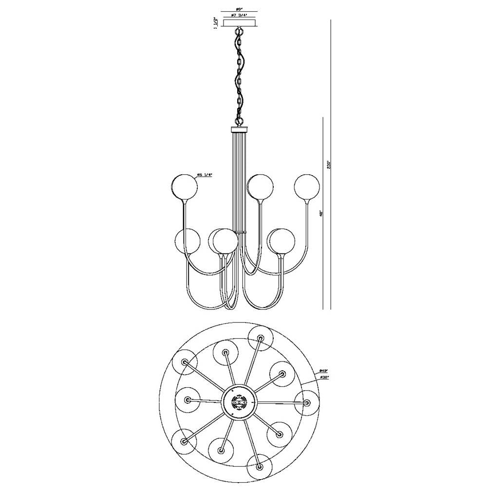 Eurofase 48925-013 Gold Iissa, Chandelier, 10-light, 40'', Gold, Clear Glass Image 1