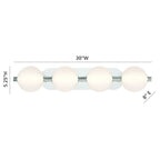 Eurofase 47194-021 Polished Nickel Palmas, Vanity, 4lt, 30'', Polished Nickel, White Glass Image 3