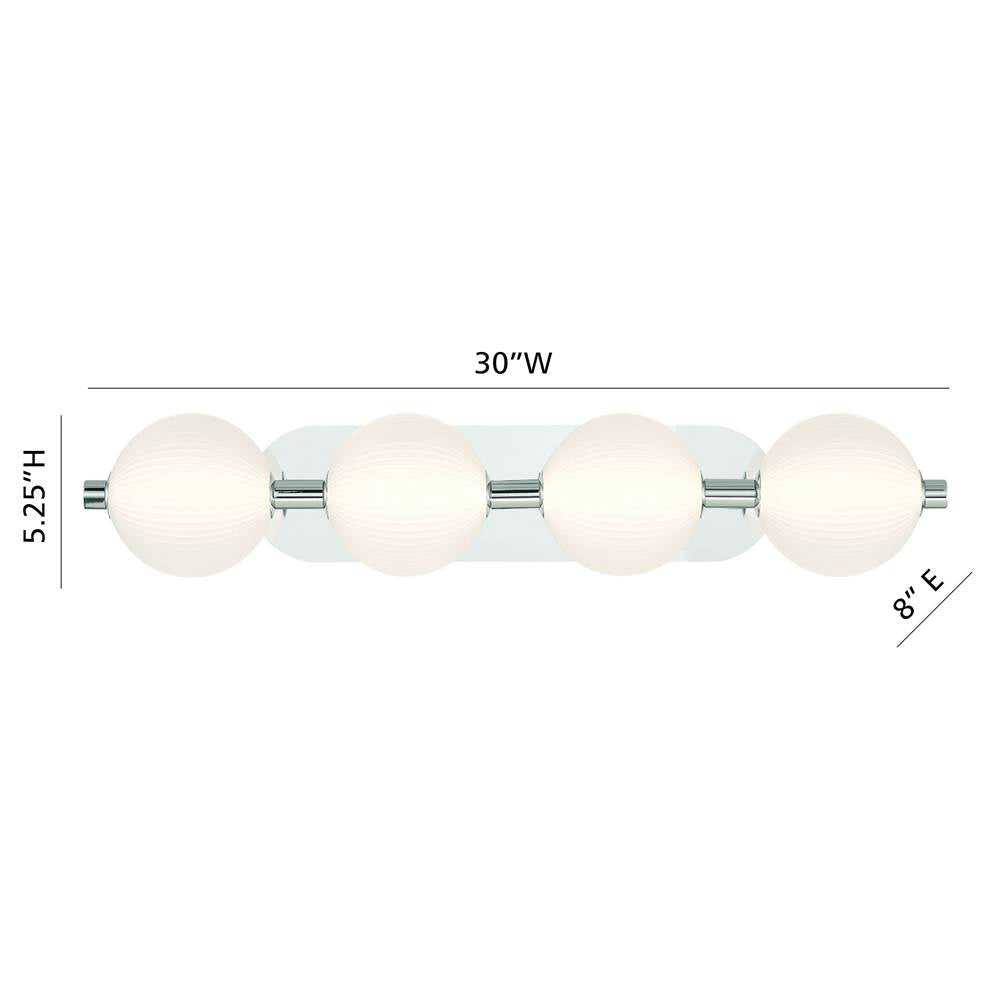 Eurofase 47194-021 Polished Nickel Palmas, Vanity, 4lt, 30'', Polished Nickel, White Glass Image 3