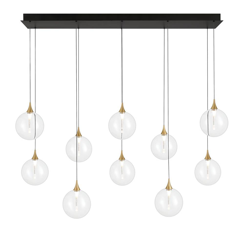 Eurofase 48932-011 Gold Iissa, Chandelier, 10-light, 47'', Gold, Clear Glass Image 6