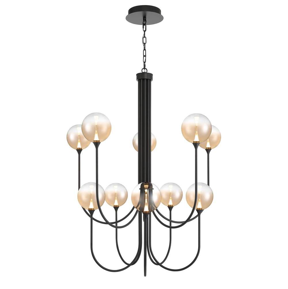 Eurofase 48926-032 Matte Black Iissa, Chandelier, 10-light, 40'', Matte Black, Amber Glass Image 3