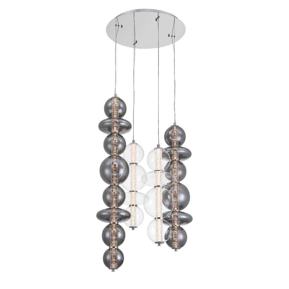 Eurofase 48960-021 Chrome Atomo, Chandelier, 4-light, 50'', Chrome, Mixed Glass Image 5
