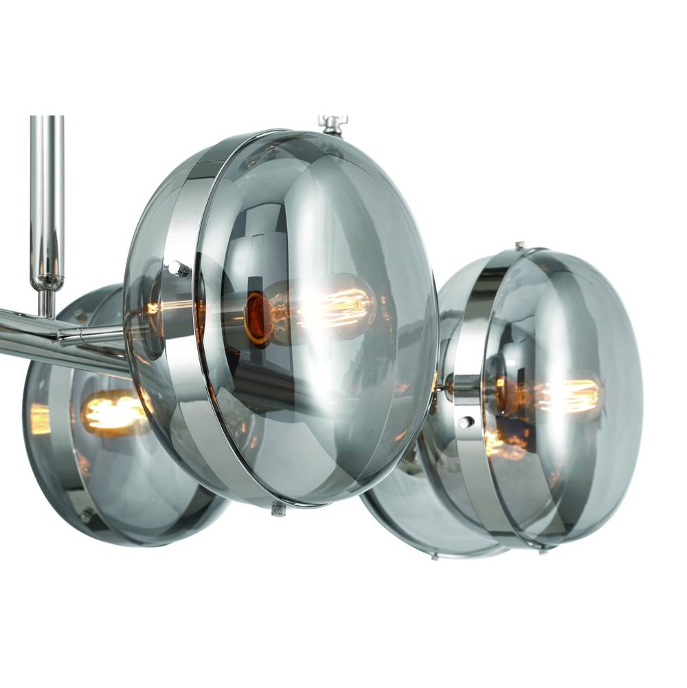 Eurofase 38130-022 Polished Nickel Nottingham, Chandelier, 6-light, 44'', Polished Nickel, Smoked Glass Image 1