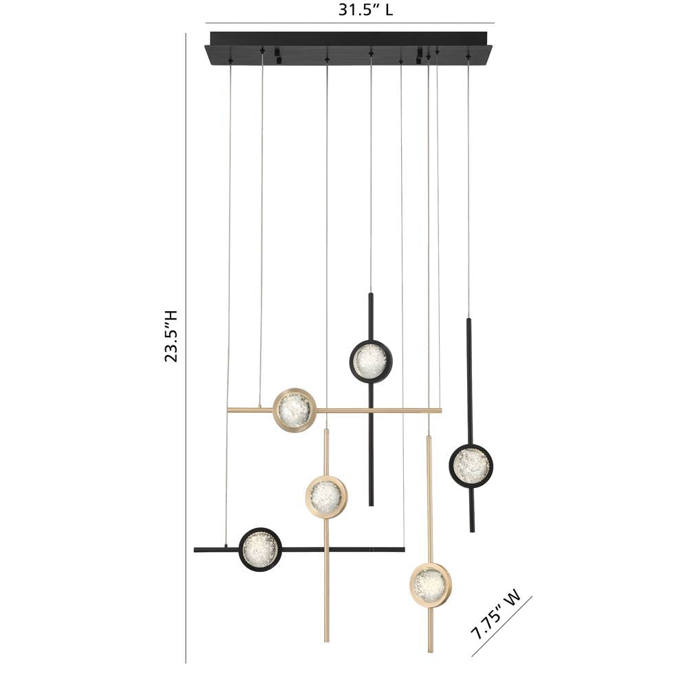 Eurofase 47255-036 Gold Black Mix Barletta, Chandelier , 6-light, 32'', Gold-black Mix Image 1