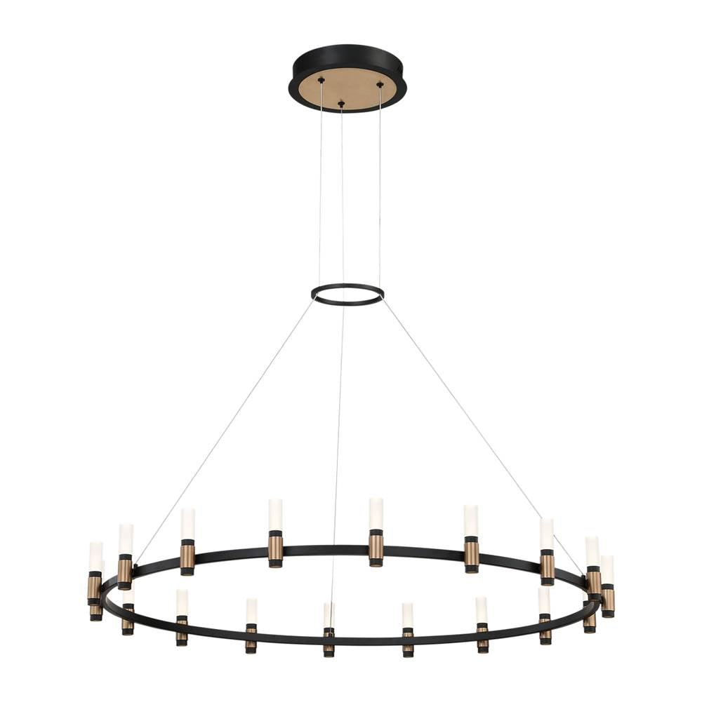 Eurofase 37044-015 Brass Black Mix Albany, Chandelier, 18-light, 45'', Brass-black Mix, White Acrylic Image 1