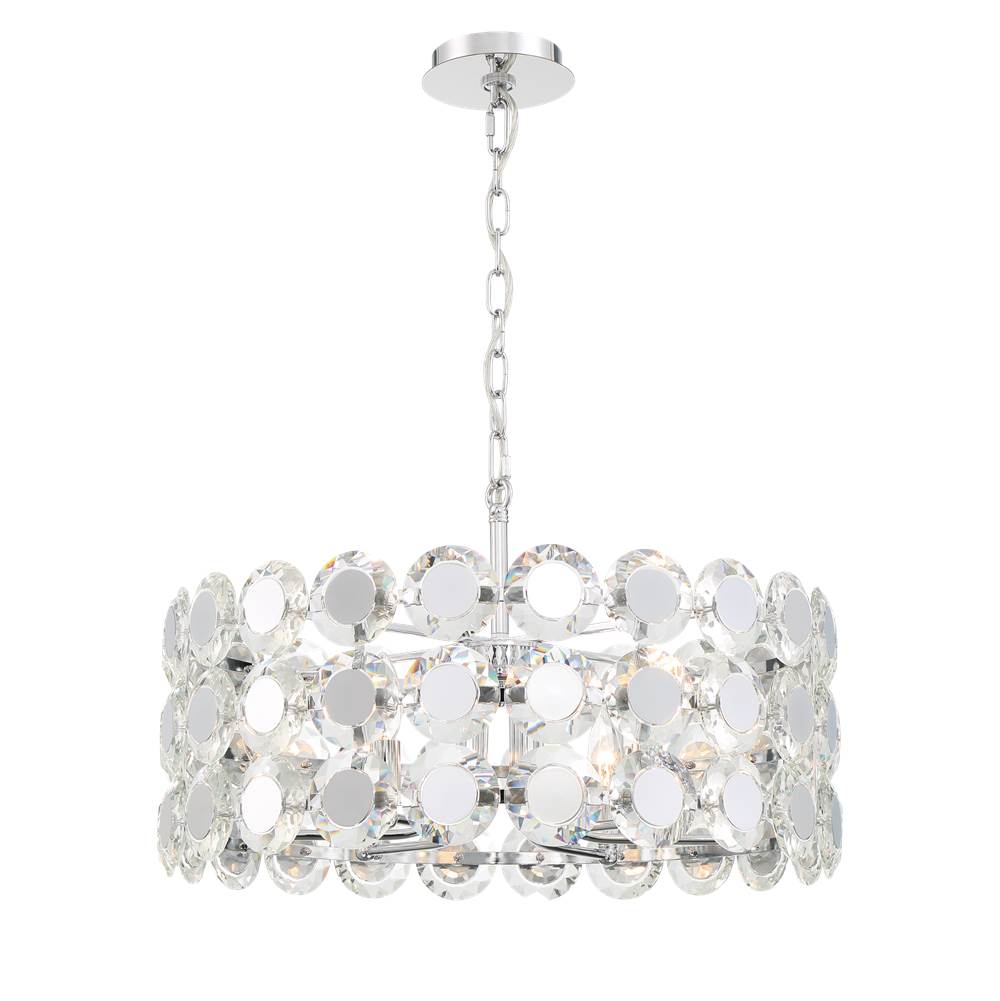 Eurofase Perrene, Chandelier, 6-light, 23'', Chrome, Clear Glass