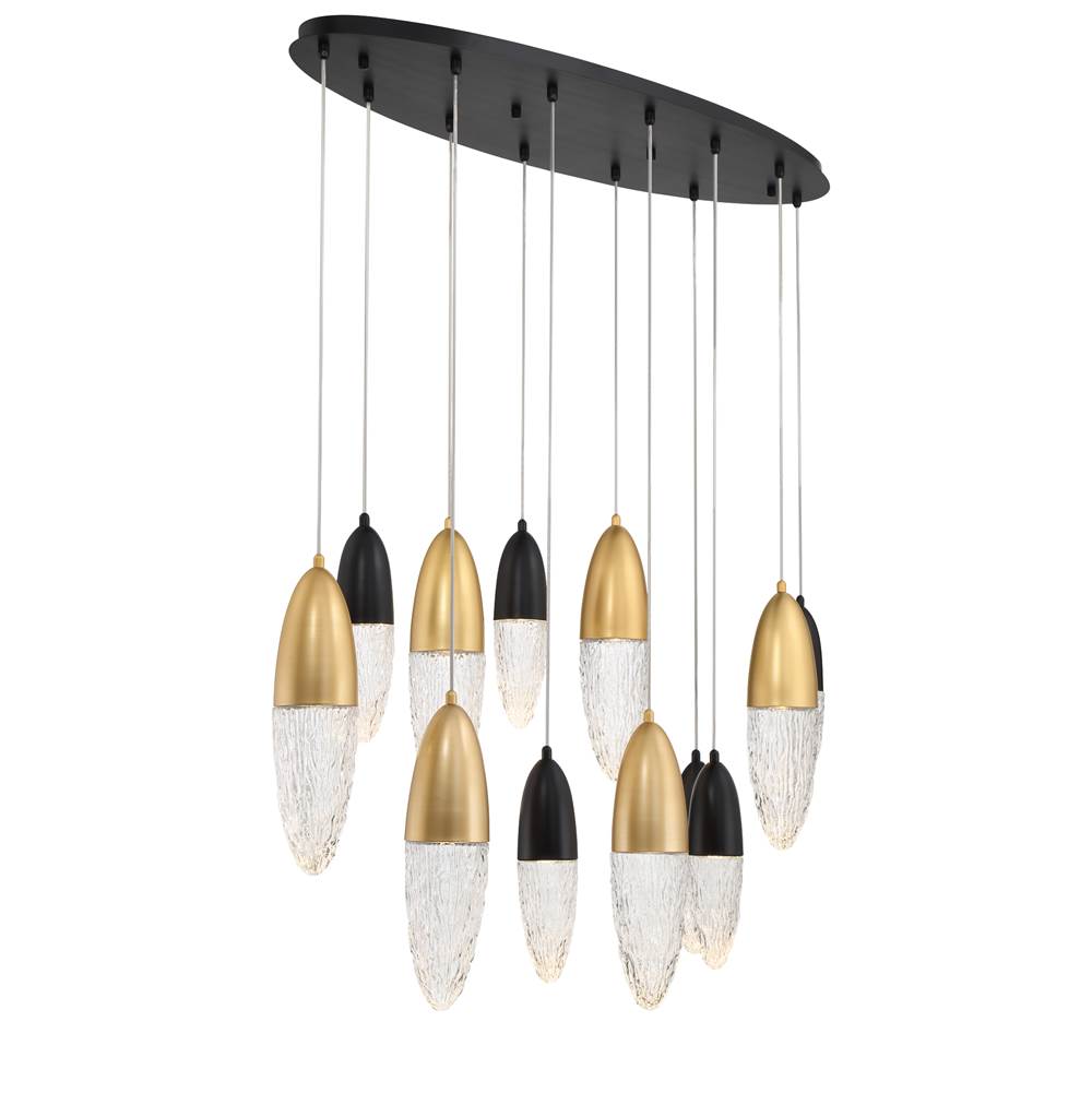 Eurofase 43861-042 Gold Black Mix Ecrou, Chandelier, 12-light, 44'', Gold-black Mix, Clear Glass Image 1