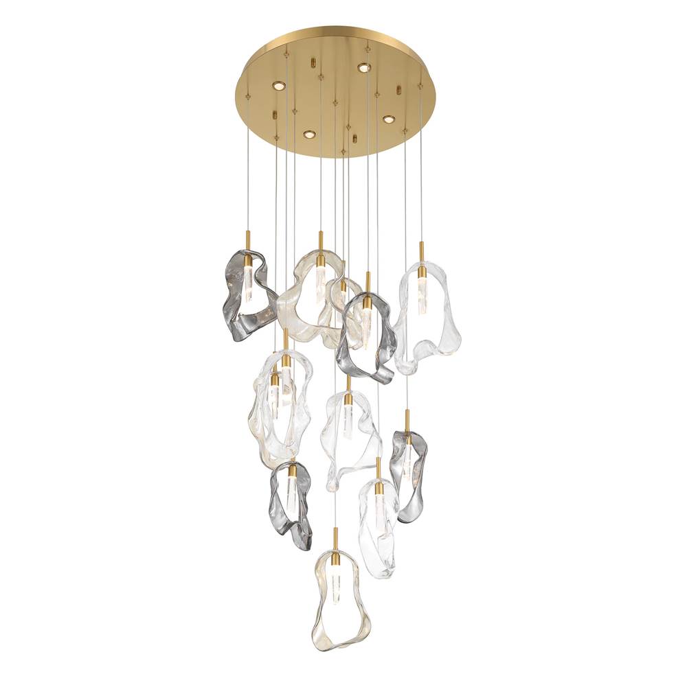 Eurofase 49237-016 Gold Norah, Chandelier, 12-light, 24'', Gold, Mixed Glass Image 1