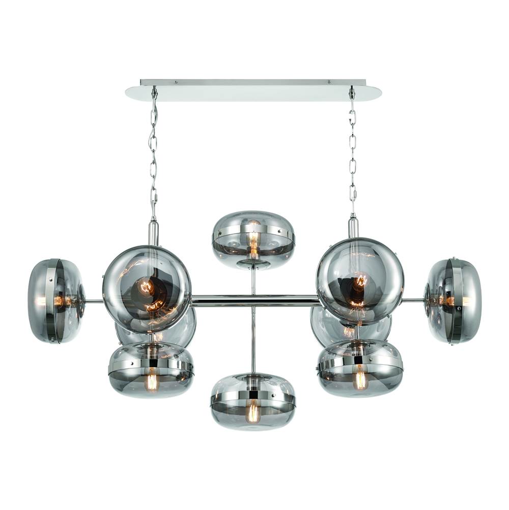 Eurofase 37089-029 Polished Nickel Nottingham, Chandelier, 10-light, 54'', Polished Nickel, Smoked Glass Image 4