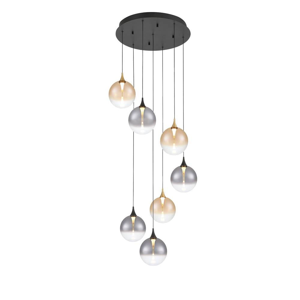 Eurofase Iissa, Chandelier, 7-light, 21'', Gold-black Mix, Mixed Glass