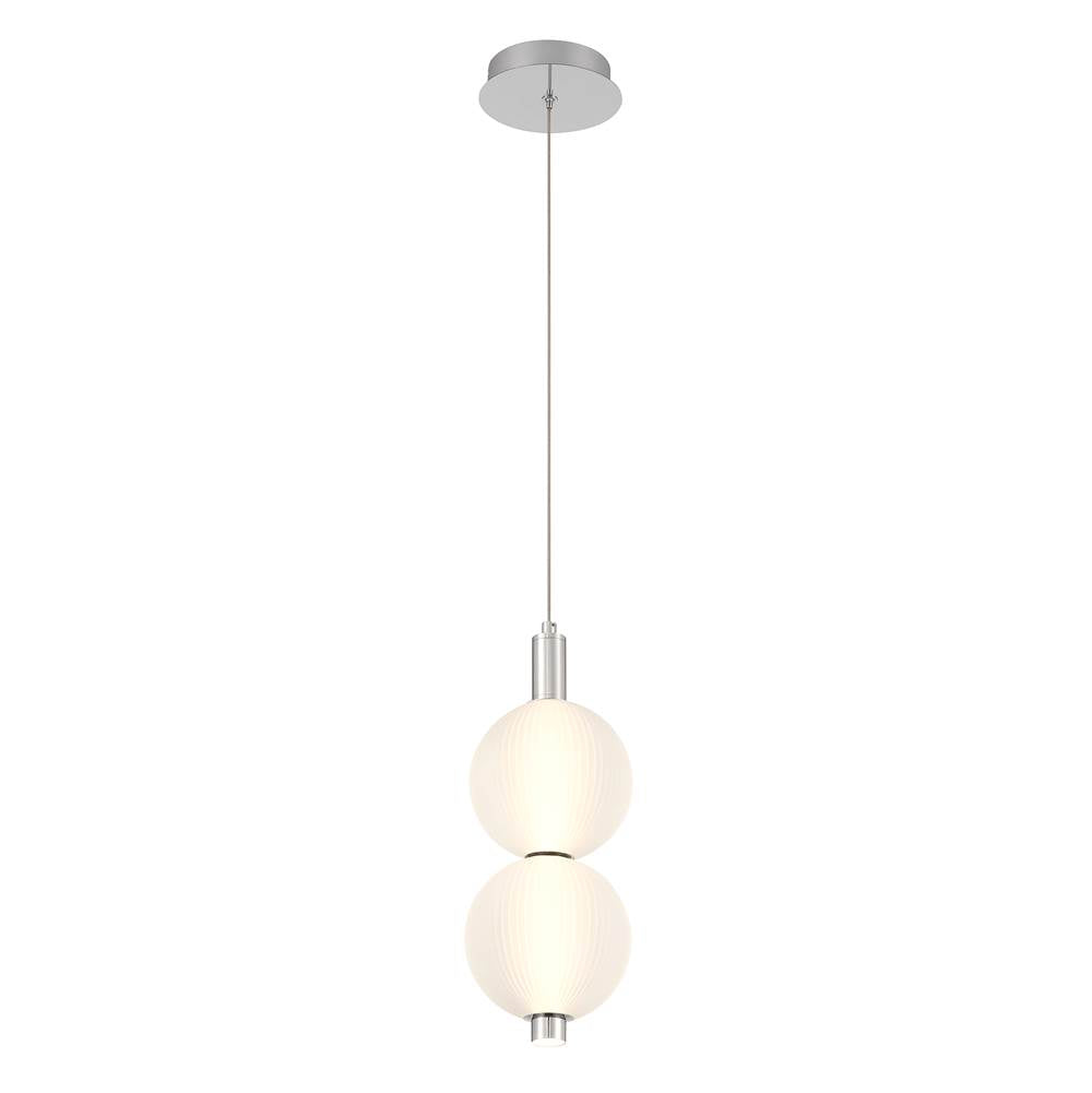 Eurofase Palmas, Pendant, 2-light, 16'', Polished Nickel, White Glass