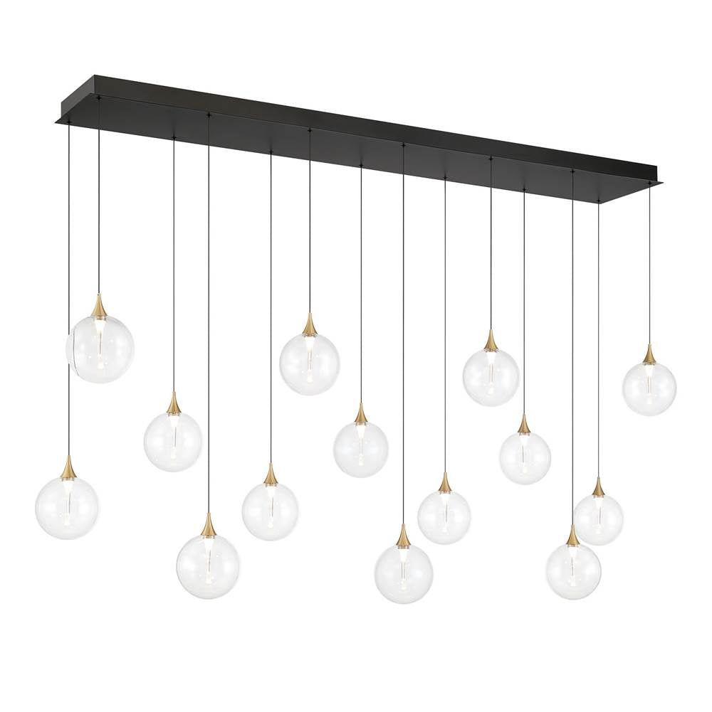 Eurofase 48938-013 Gold Iissa, Chandelier, 14-light, 72'', Gold, Clear Glass Image 1