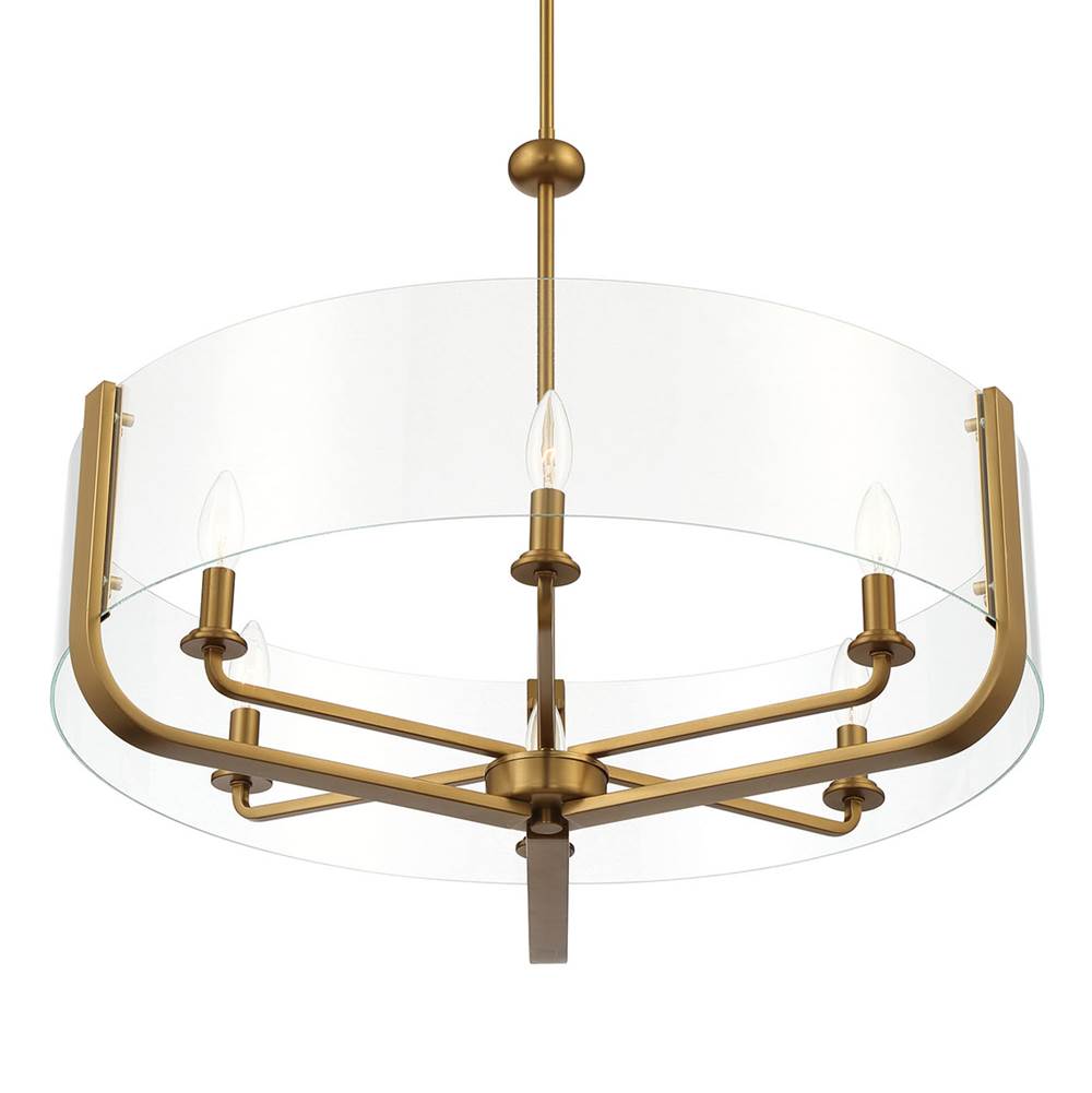Eurofase Campisi, Chandelier, 6-light, 28'', Gold, Clear Glass