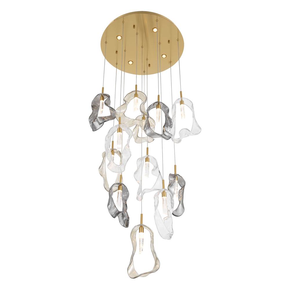 Eurofase 49237-016 Gold Norah, Chandelier, 12-light, 24'', Gold, Mixed Glass Image 7