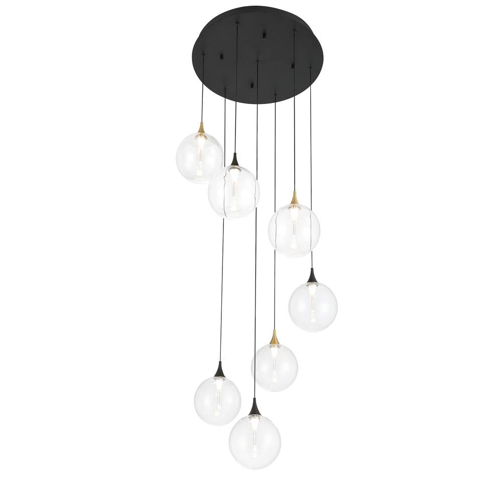 Eurofase 48930-017 Gold Black Mix Iissa, Chandelier, 7-light, 21'', Gold-black Mix, Clear Glass Image 3