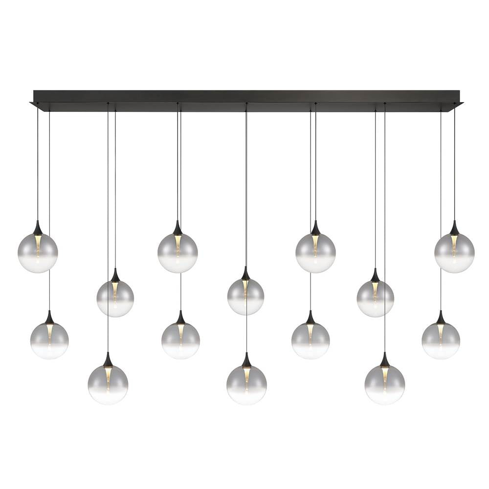 Eurofase Iissa, Chandelier, 14-light, 72'', Matte Black, Smoked Glass