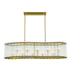 Eurofase Glasbury, Chandelier, 10-light, 52'', Gold, Ribbed Glass