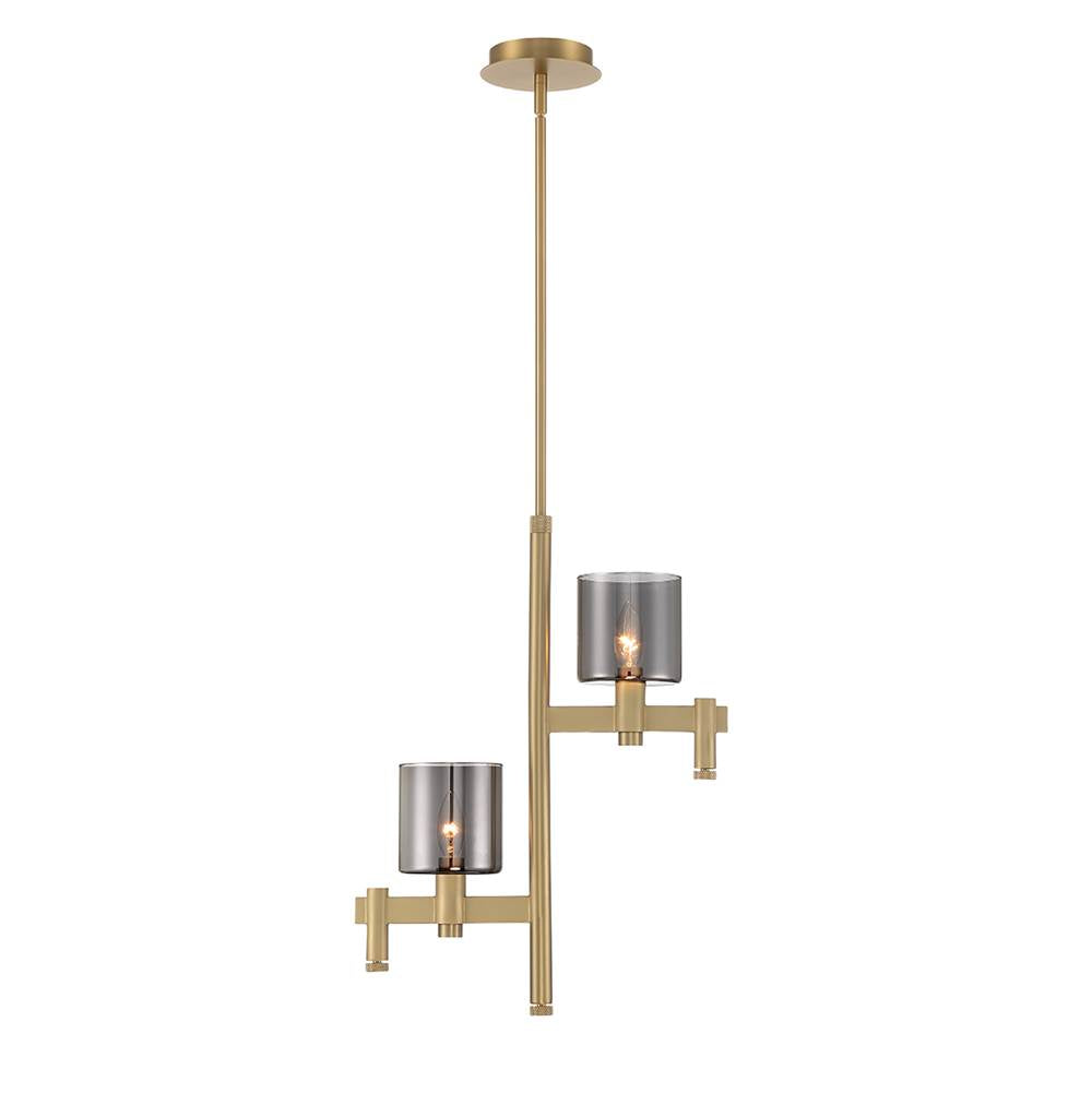 Eurofase Decato, Chandelier, 2-light, 22'', Gold, Smoked Glass