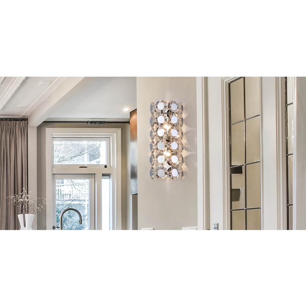 Eurofase Perrene, Wall Sconce, 2-light, 19'', Chrome, Clear Glass