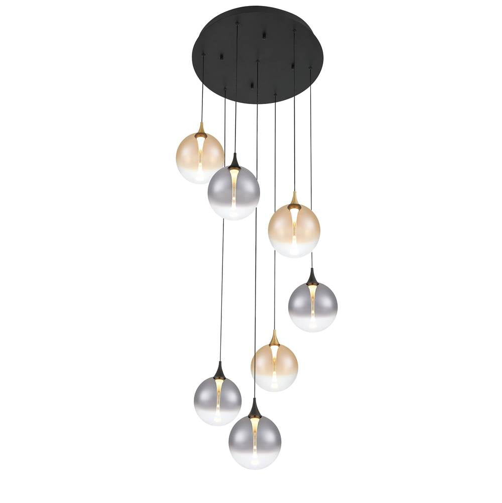 Eurofase 48930-042 Gold Black Mix Iissa, Chandelier, 7-light, 21'', Gold-black Mix, Mixed Glass Image 3