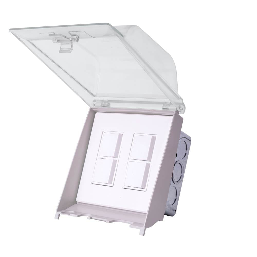 Eurofase EFDWWPW White Eurofase Efdwwpw Flush Mount Dual Duplex Stack Switch With Weatherproof Cover And Gang Box Image 3
