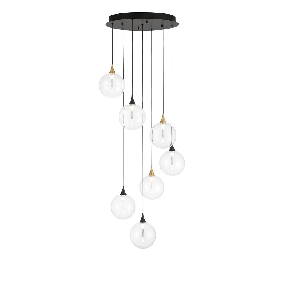 Eurofase 48930-017 Gold Black Mix Iissa, Chandelier, 7-light, 21'', Gold-black Mix, Clear Glass Image 2