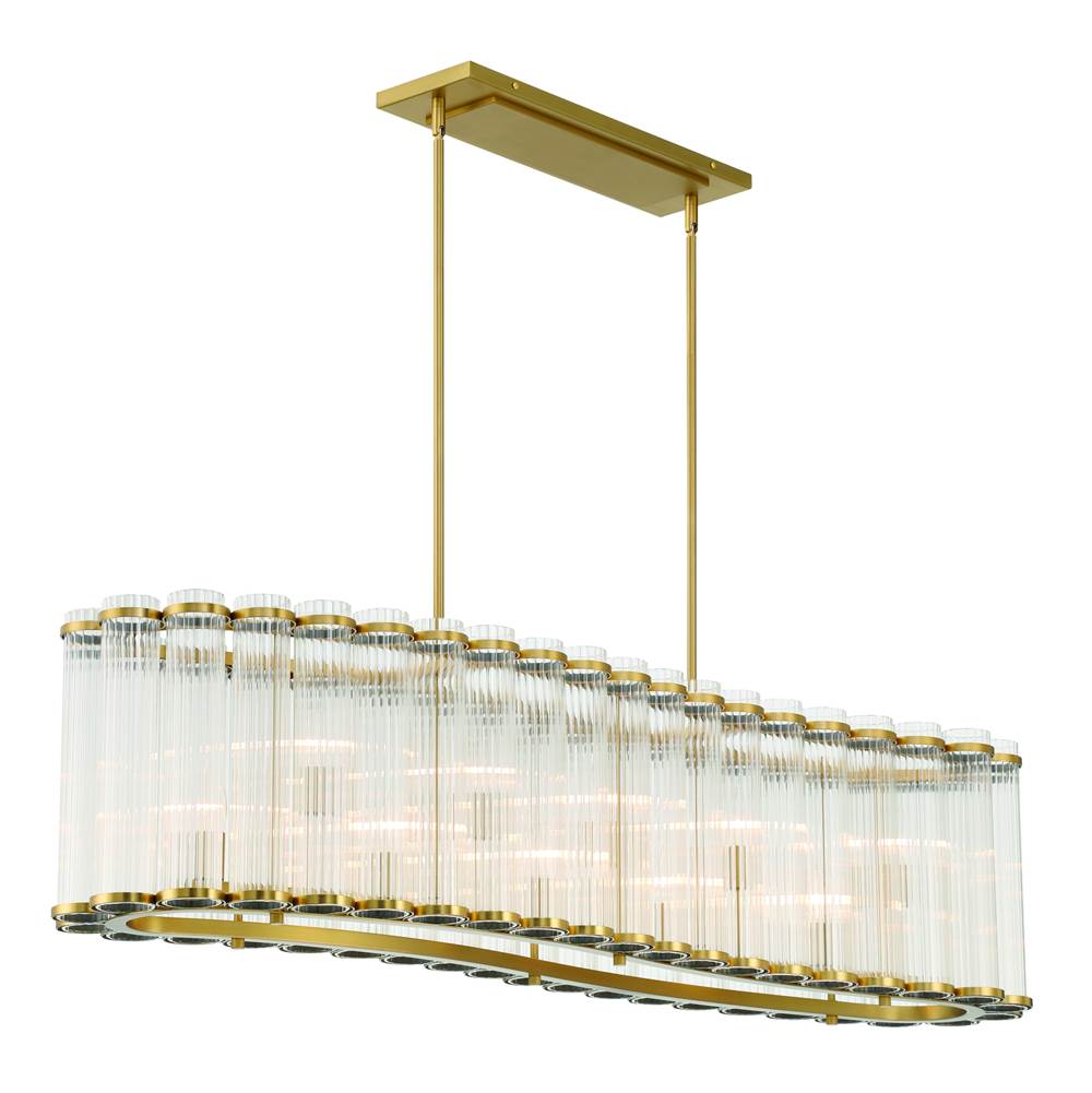 Eurofase 47240-018 Gold Glasbury, Chandelier, 10-light, 52'', Gold, Ribbed Glass Image 3