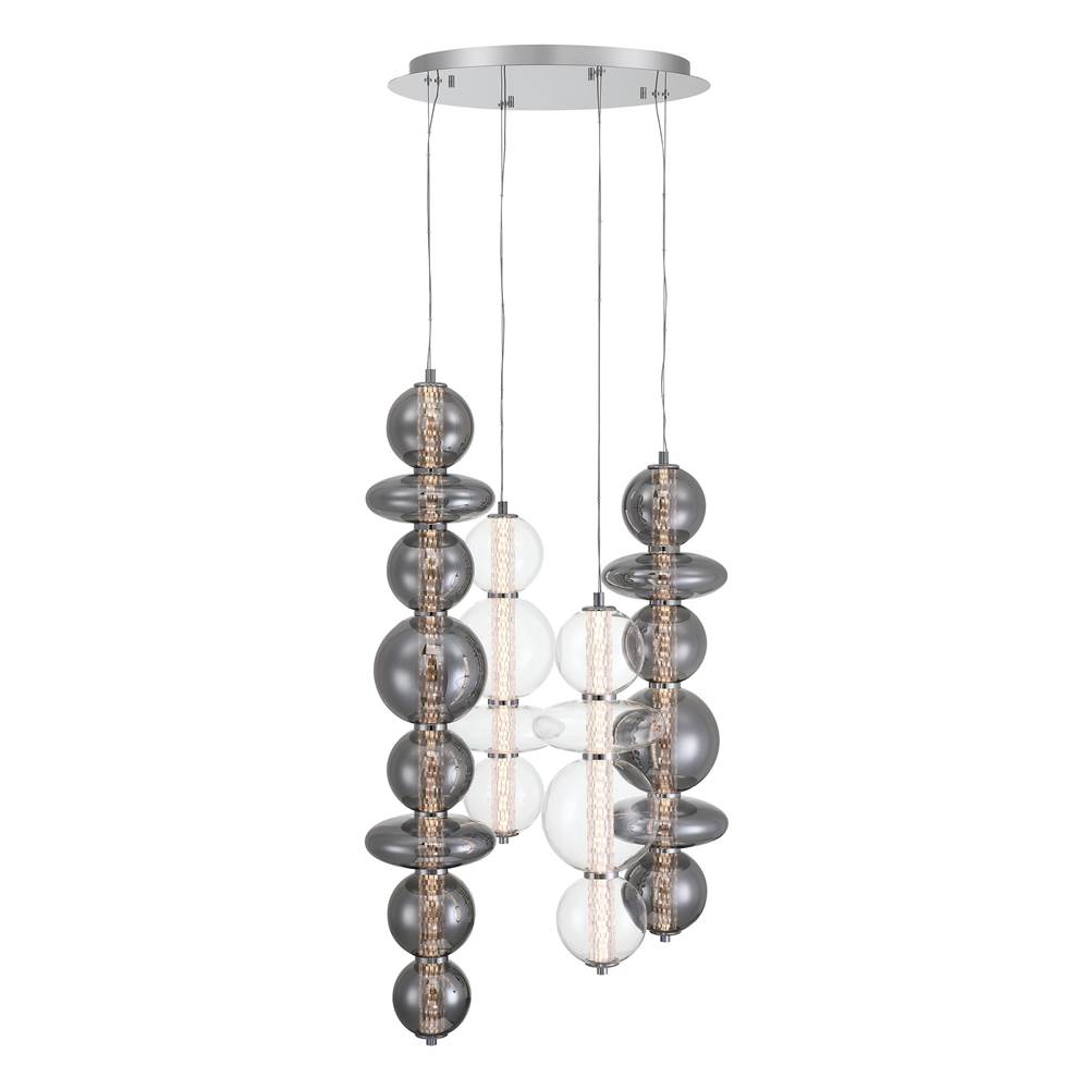 Eurofase 48960-021 Chrome Atomo, Chandelier, 4-light, 50'', Chrome, Mixed Glass Image 2
