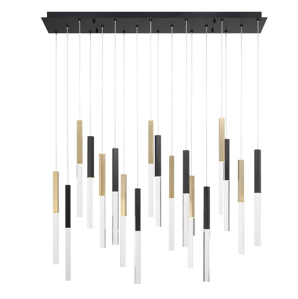Eurofase Benicio, Chandelier, 18-light, 42'', Gold-black Mix, Clear Glass