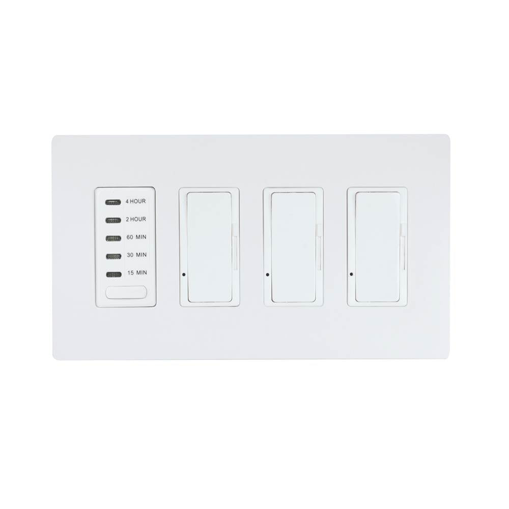 Eurofase Controls Eurofase Efswtd3 Three Dimmers And One Timer With White Screwless Plate And Box
