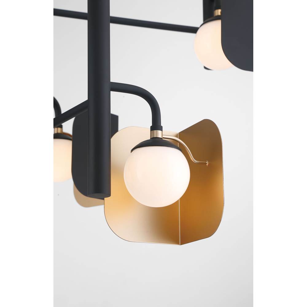 Eurofase 49228-014 Gold Black Mix Cornice, Chandelier, 12-light, 42'', Gold-black Mix, White Glass Image 4