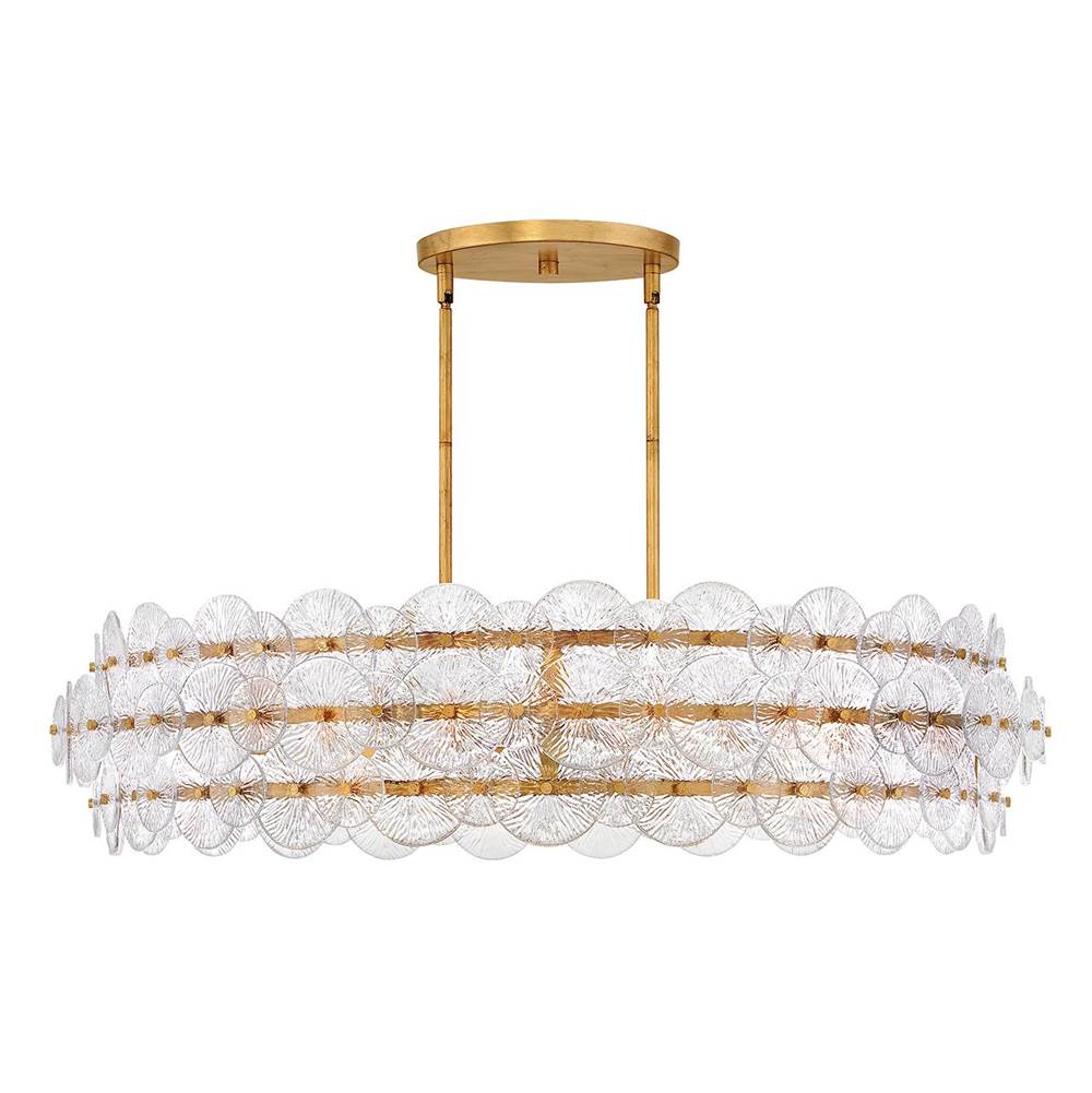 Fredrick Ramond FR30124DA Distressed Brass Large Drum Chandelier Image 1