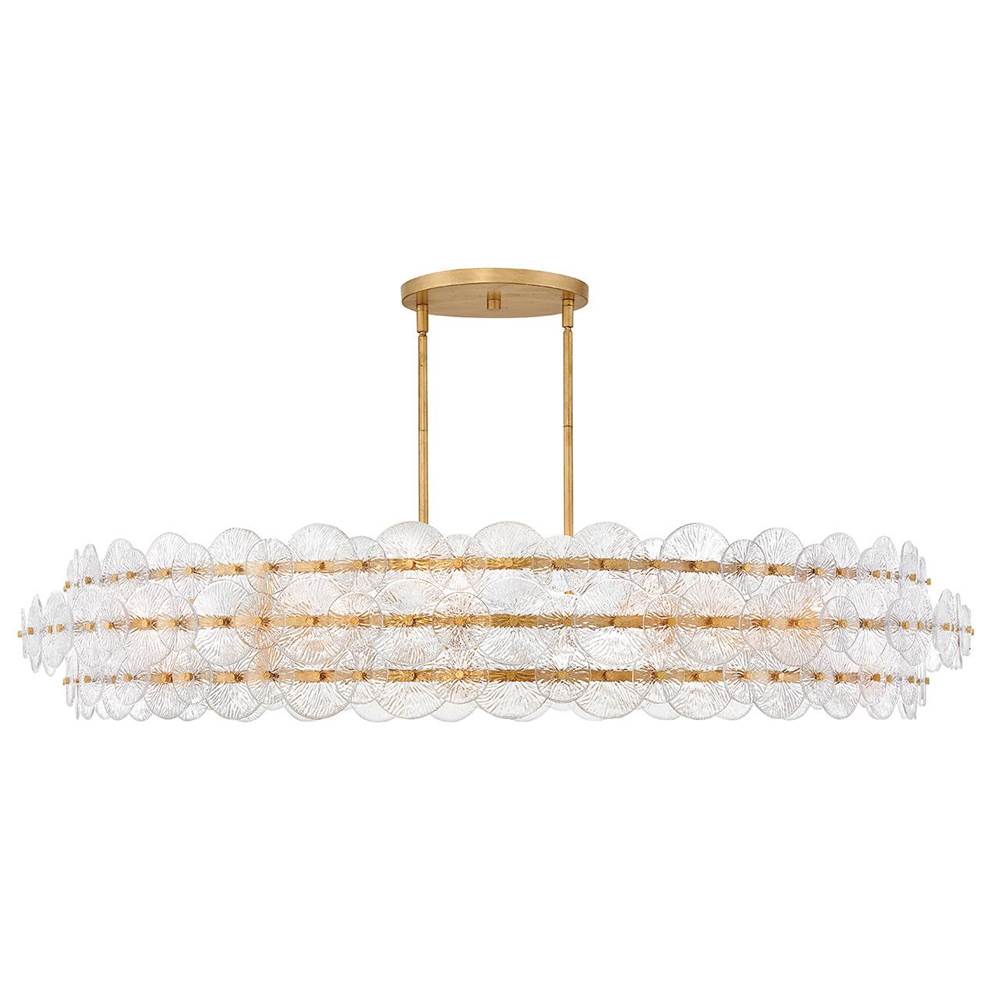Fredrick Ramond FR30125DA Distressed Brass Extra Large Drum Chandelier Image 1