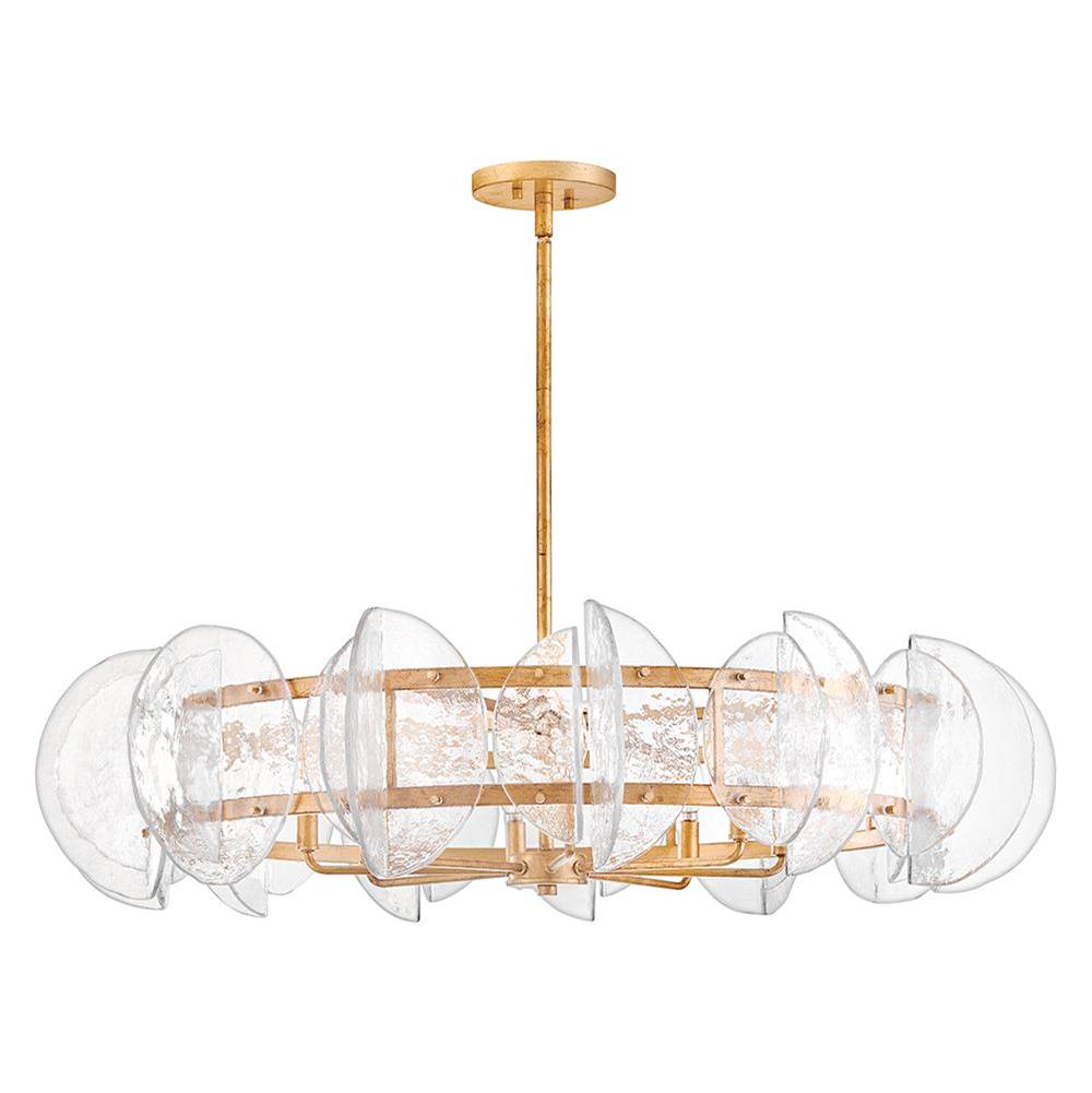 Fredrick Ramond FR41926DA Distressed Brass Large Drum Chandelier Image 2