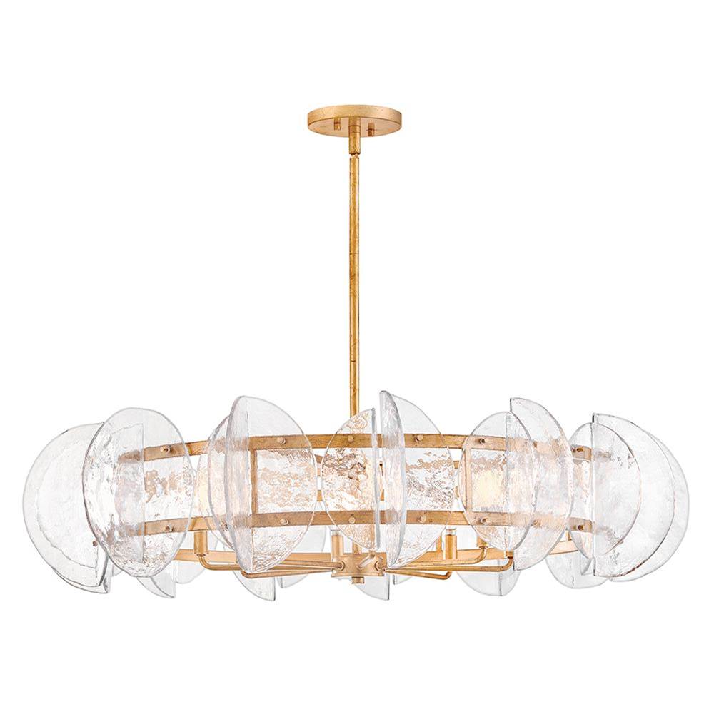 Fredrick Ramond FR41926DA Distressed Brass Large Drum Chandelier Image 1