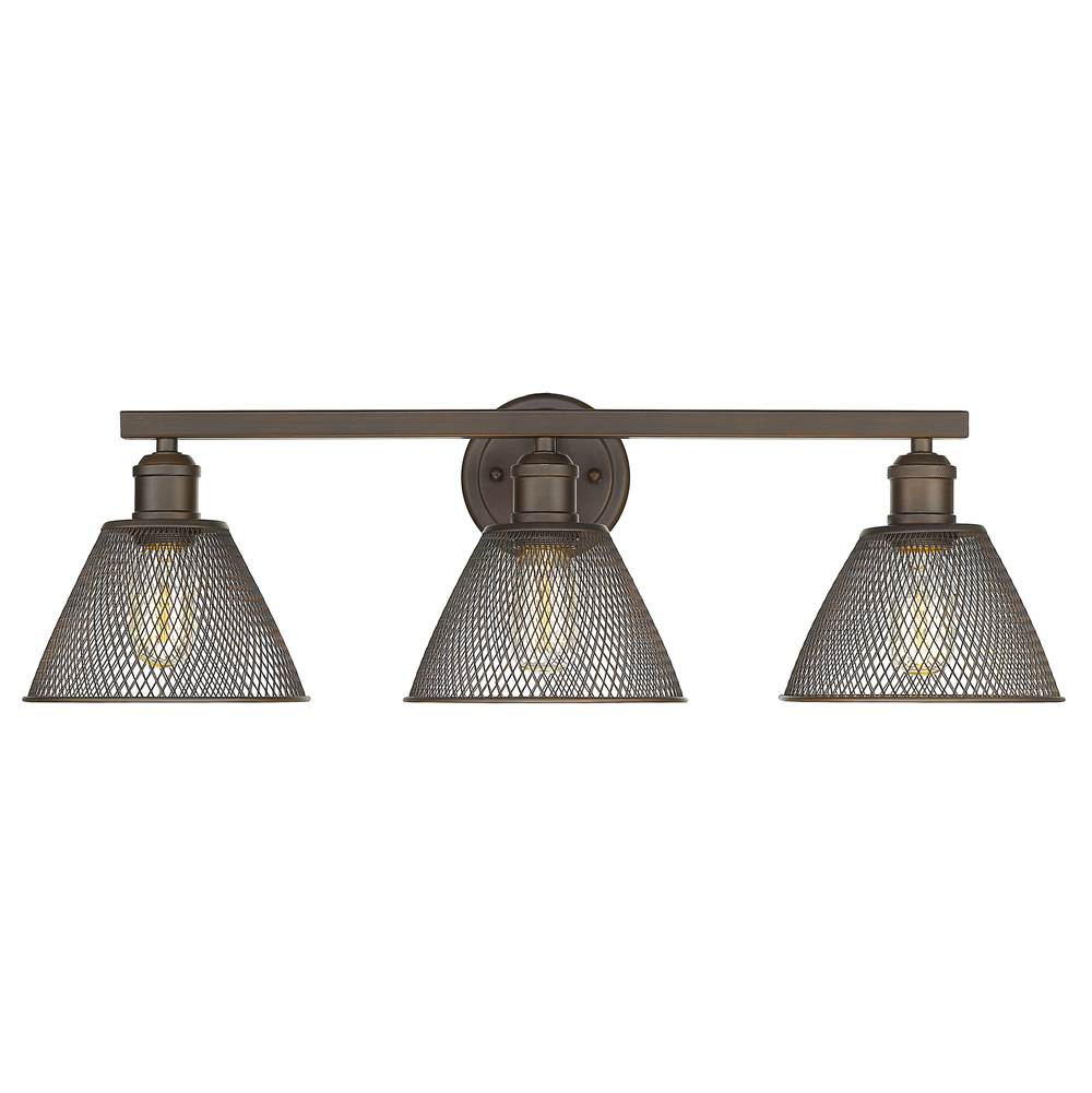 Golden Lighting Carver Yep By Golden Lighting Carver 3-light Vanity In Rubbed Bronze And Rubbed Bronze Shade