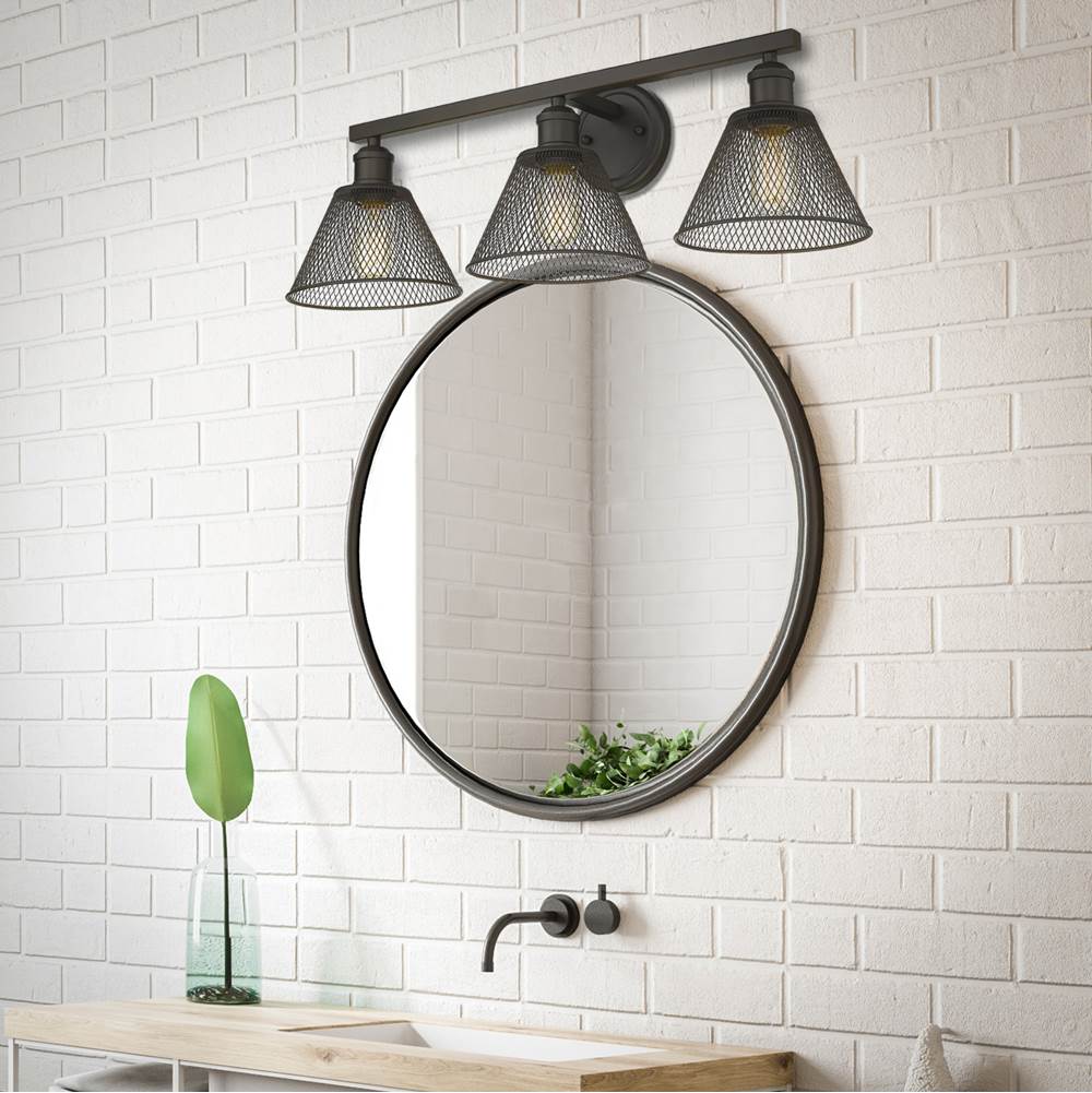 Golden Lighting 0304-BA3 RBZ Rubbed Bronze Yep By Golden Lighting Carver 3-light Vanity In Rubbed Bronze And Rubbed Bronze Shade Image 3