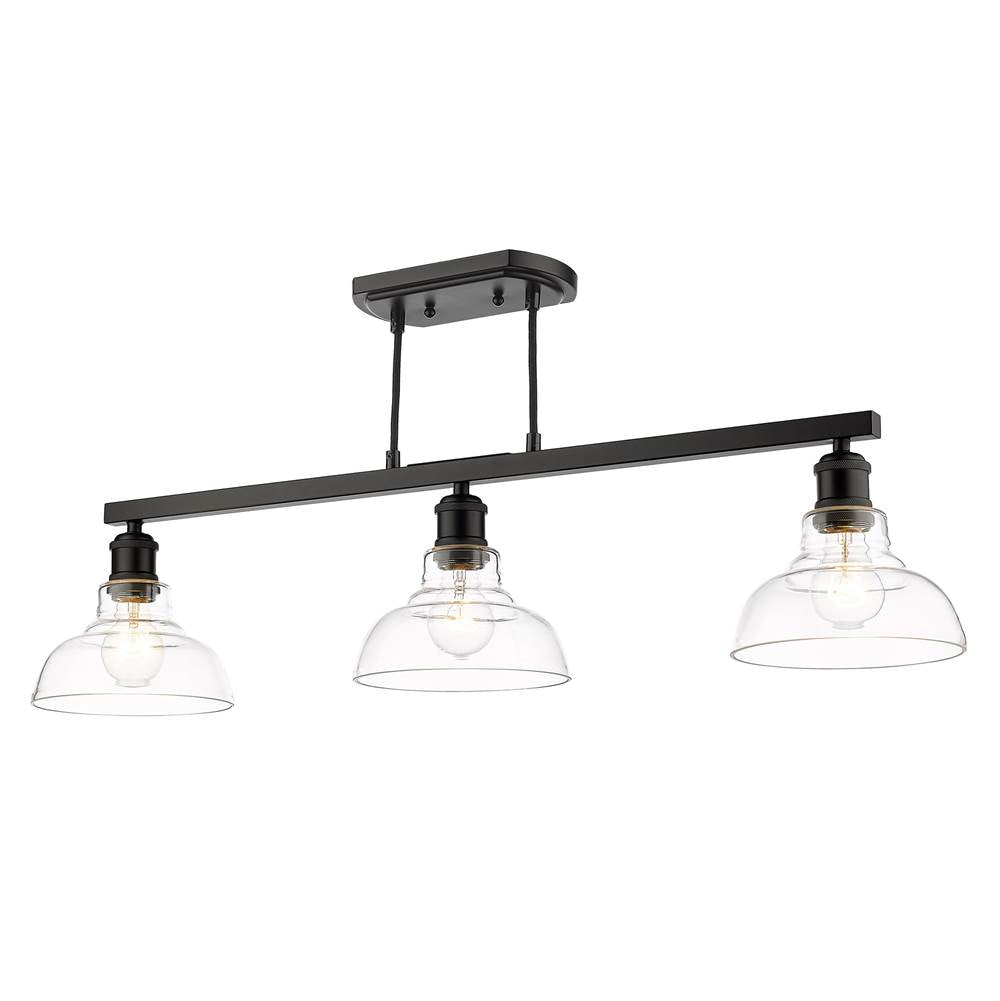 Golden Lighting 0305-3SF BLK-CLR Matte Black Yep By Golden Lighting Carver 3-light Semi-flush Mount In Matte Black And Clear Glass Image 1