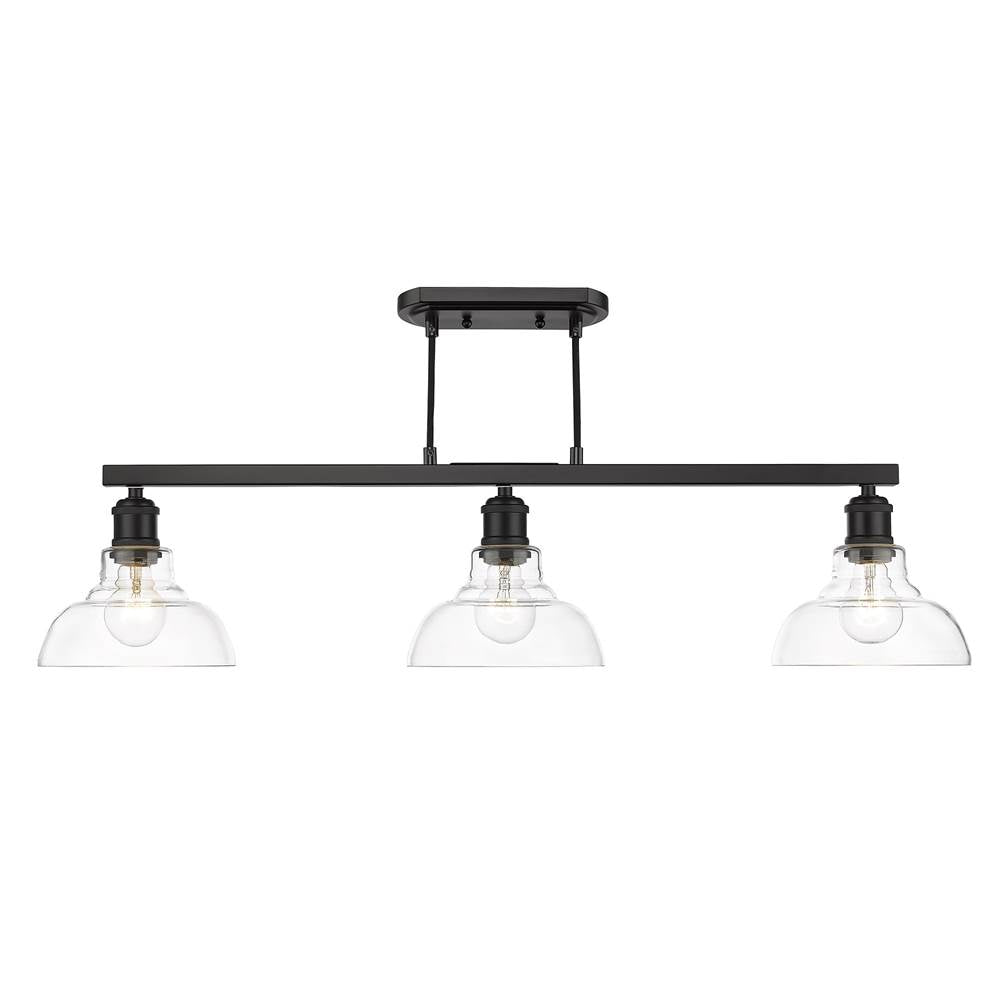 Golden Lighting Carver Yep By Golden Lighting Carver 3-light Semi-flush Mount In Matte Black And Clear Glass