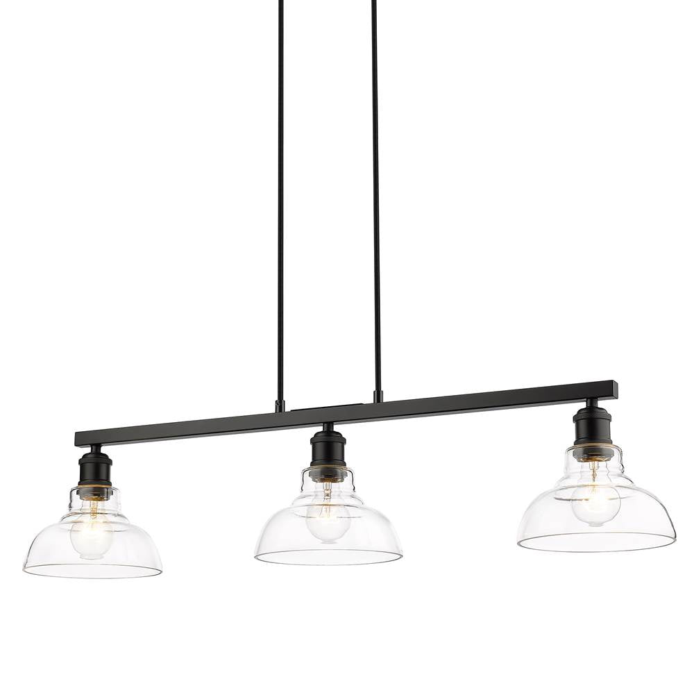 Golden Lighting 0305-3SF BLK-CLR Matte Black Yep By Golden Lighting Carver 3-light Semi-flush Mount In Matte Black And Clear Glass Image 4