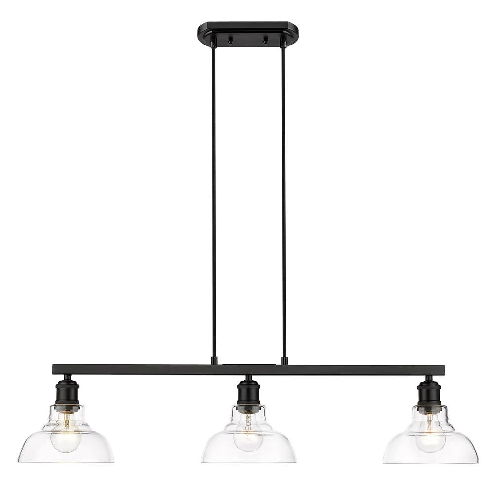 Golden Lighting 0305-3SF BLK-CLR Matte Black Yep By Golden Lighting Carver 3-light Semi-flush Mount In Matte Black And Clear Glass Image 3