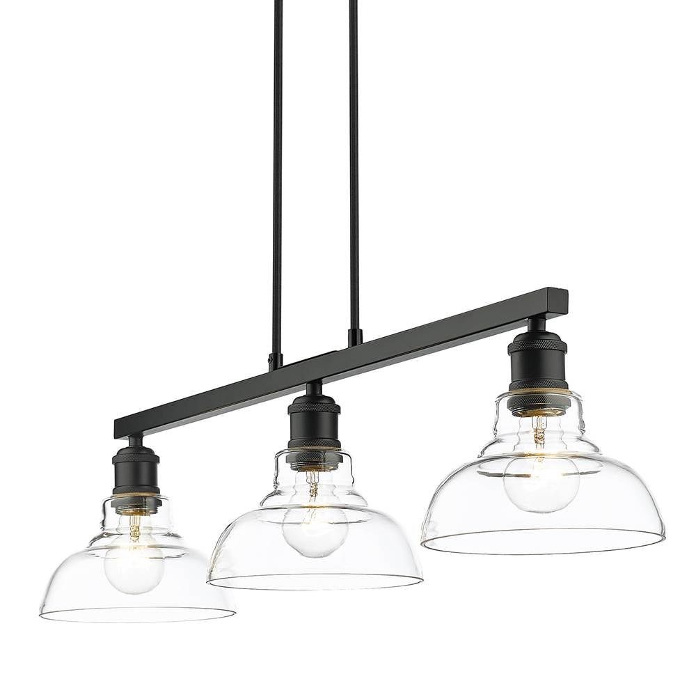 Golden Lighting 0305-3SF BLK-CLR Matte Black Yep By Golden Lighting Carver 3-light Semi-flush Mount In Matte Black And Clear Glass Image 2