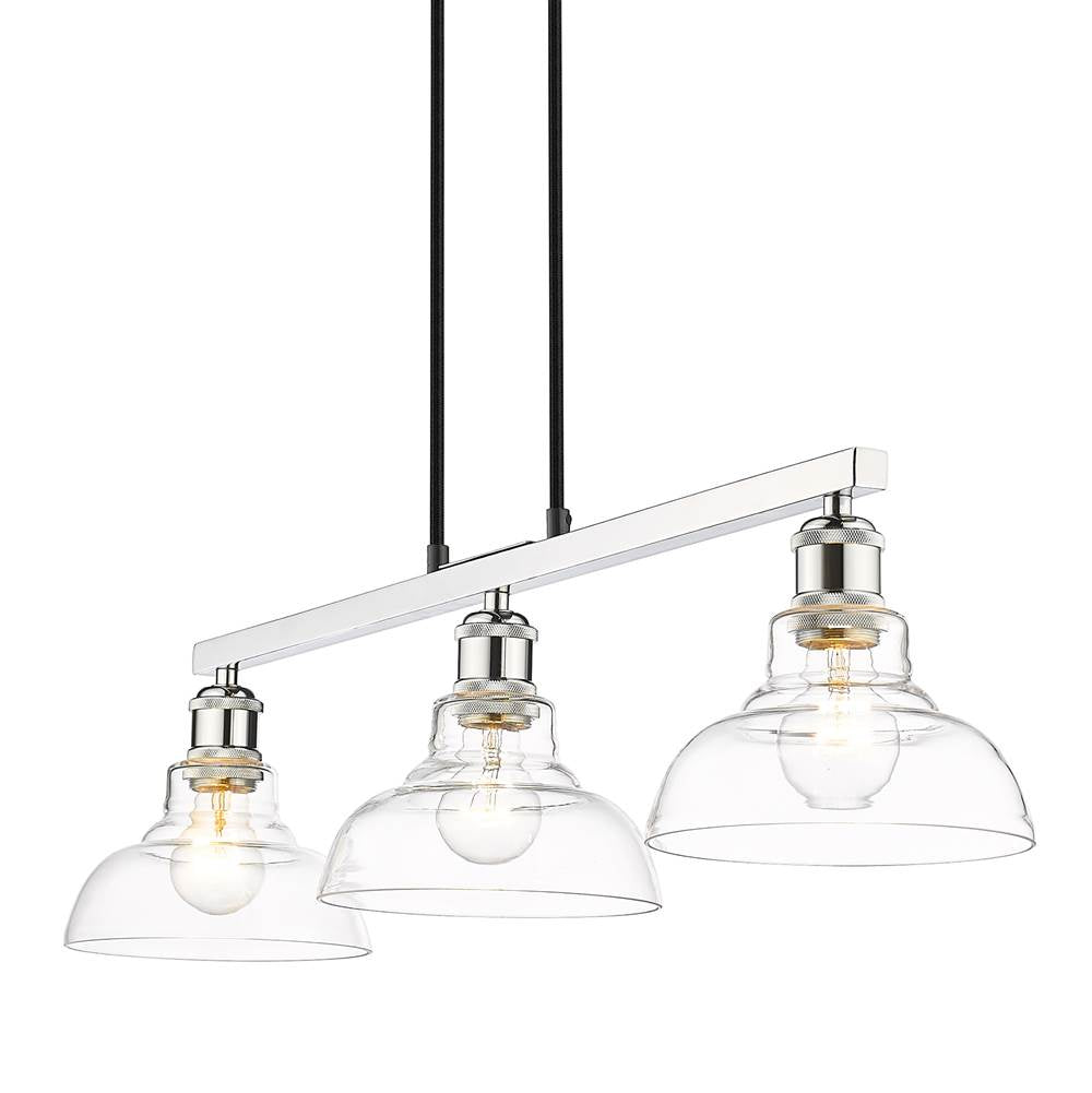 Golden Lighting 0305-3SF CH-CLR Chrome Yep By Golden Lighting Carver 3-light Semi-flush Mount In Chrome Image 2