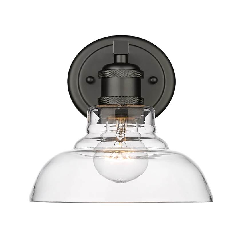 Golden Lighting Carver Yep By Golden Lighting Carver 1-light Vanity In Matte Black And Clear Glass