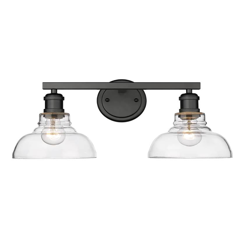Golden Lighting Carver Yep By Golden Lighting Carver 2-light Vanity In Matte Black And Clear Glass